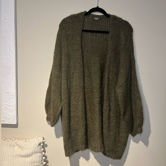aerie Sweaters - Aerie Knit Chunky Batwing Open Cardigan - L/XL in Moss Green